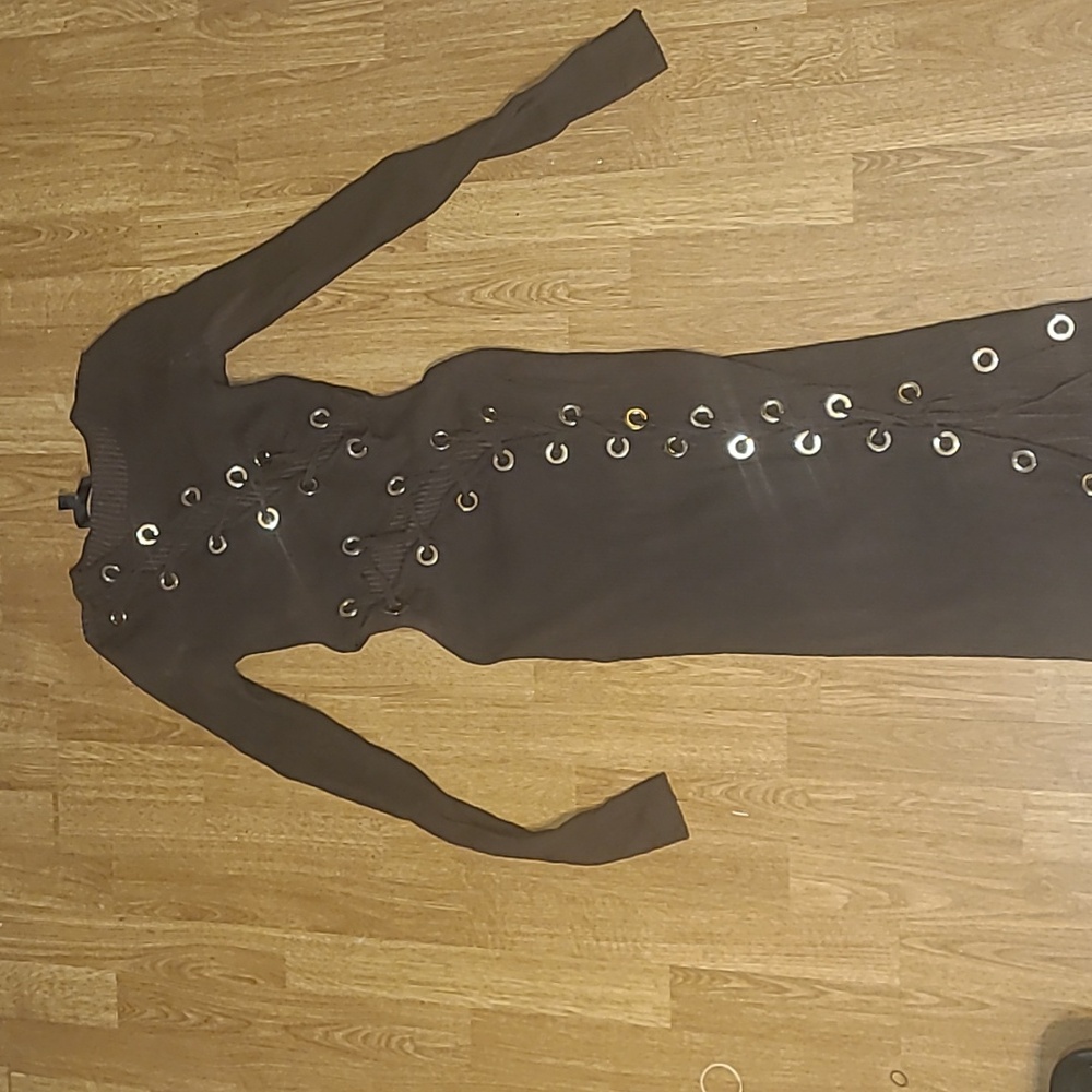 Chocolate ribbed revealing dress - Picture 3 of 3